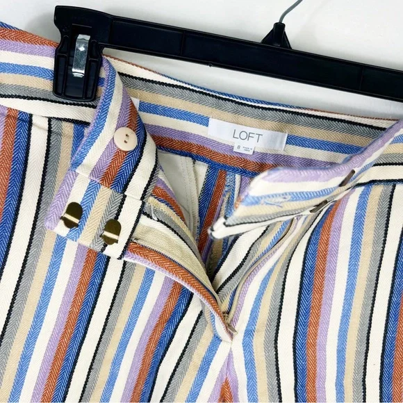 LOFT Women's Size 8 Striped Bermuda The Riviera Short Cotton / Linen - Picture 6 of 9